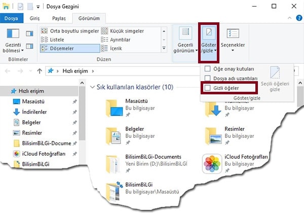 Windows-10-Gizli-Olan-Dosyalari-Gorunur-Hale-Getirme-1